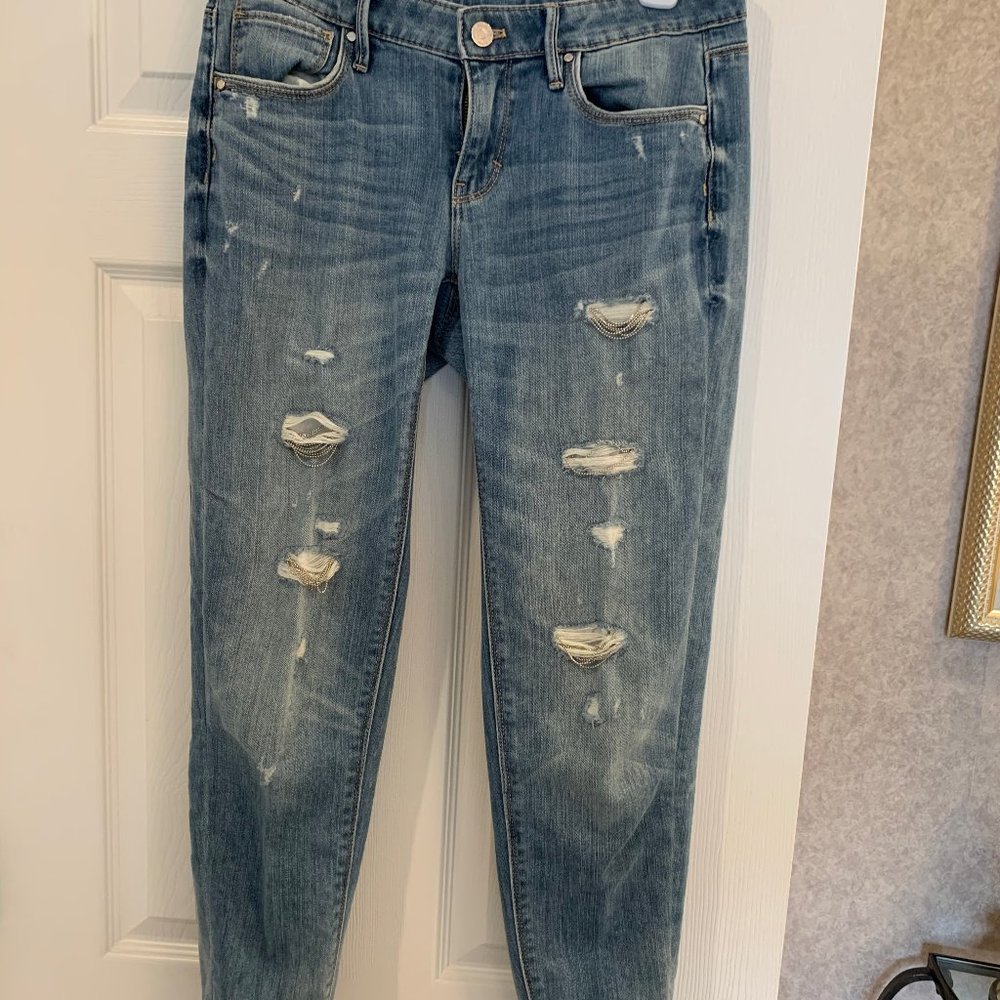 WHBM "Ripped" Chain Capri Jeans